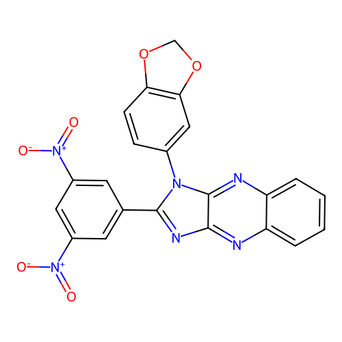 1-(1,3-benzodioxol-5-yl)-2-(3,5-dinitrophenyl)-1H-imidazo[4,5-b]quinoxaline structure