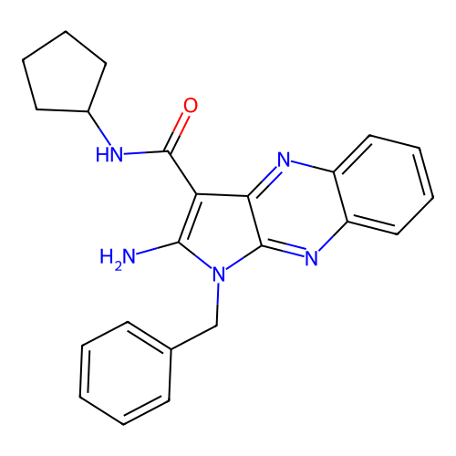2-amino-1-benzyl-N-cyclopentyl-1H-pyrrolo[2,3-b]quinoxaline-3-carboxamide structure