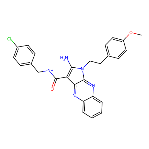 2-amino-N-(4-chlorobenzyl)-1-(4-methoxyphenethyl)-1H-pyrrolo[2,3-b]quinoxaline-3-carboxamide structure
