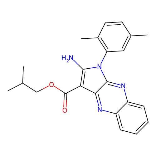 2-methylpropyl 2-amino-1-(2,5-dimethylphenyl)-1H-pyrrolo[2,3-b]quinoxaline-3-carboxylate structure