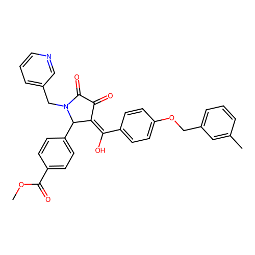 methyl 4-(4-hydroxy-3-(4-((3-methylbenzyl)oxy)benzoyl)-5-oxo-1-(pyridin-3-ylmethyl)-2,5-dihydro-1H-pyrrol-2-yl)benzoate structure