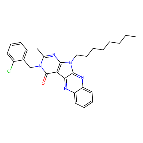 3-(2-chlorobenzyl)-2-methyl-11-octyl-3,11-dihydro-4H-pyrimido[5',4':4,5]pyrrolo[2,3-b]quinoxalin-4-one structure