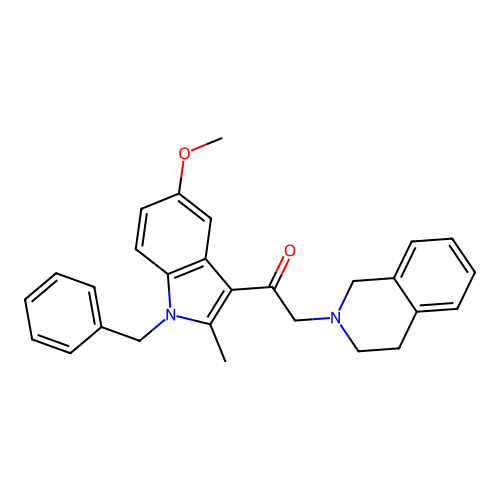 1-(1-benzyl-5-methoxy-2-methyl-1H-indol-3-yl)-2-(3,4-dihydroisoquinolin-2(1H)-yl)ethanone structure