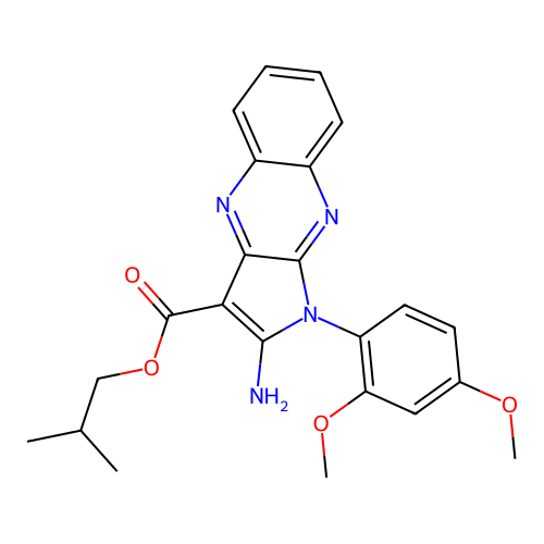 2-methylpropyl 2-amino-1-(2,4-dimethoxyphenyl)-1H-pyrrolo[2,3-b]quinoxaline-3-carboxylate structure