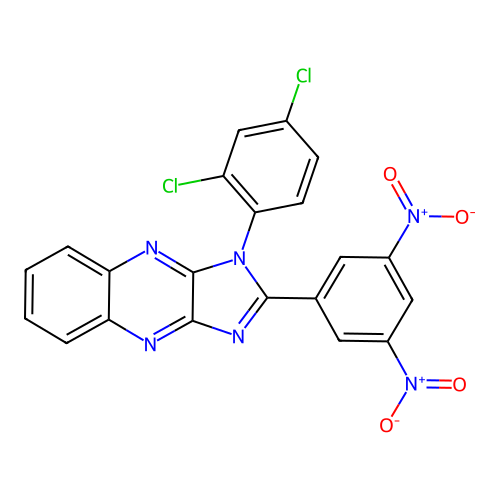 1-(2,4-dichlorophenyl)-2-(3,5-dinitrophenyl)-1H-imidazo[4,5-b]quinoxaline structure