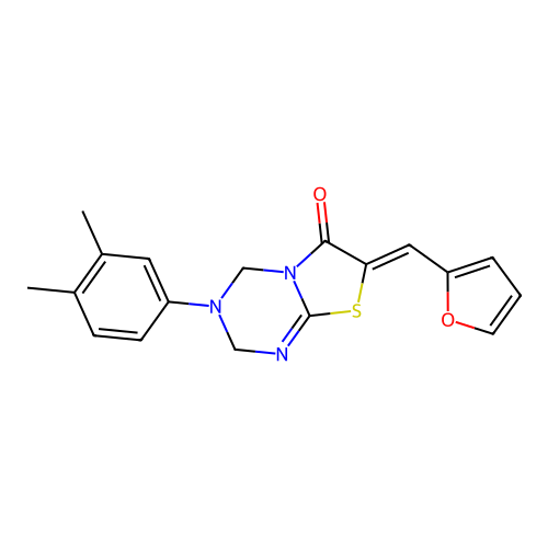 (7Z)-3-(3,4-dimethylphenyl)-7-(furan-2-ylmethylidene)-2,4-dihydro-[1,3]thiazolo[3,2-a][1,3,5]triazin-6-one structure