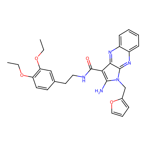 2-amino-N-(3,4-diethoxyphenethyl)-1-(furan-2-ylmethyl)-1H-pyrrolo[2,3-b]quinoxaline-3-carboxamide structure