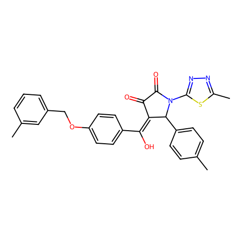 (4E)-4-(hydroxy{4-[(3-methylbenzyl)oxy]phenyl}methylidene)-5-(4-methylphenyl)-1-(5-methyl-1,3,4-thiadiazol-2-yl)pyrrolidine-2,3-dione structure