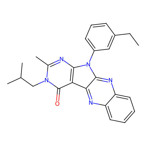 11-(3-ethylphenyl)-3-isobutyl-2-methyl-3H-pyrimido[5',4':4,5]pyrrolo[2,3-b]quinoxalin-4(11H)-one structure