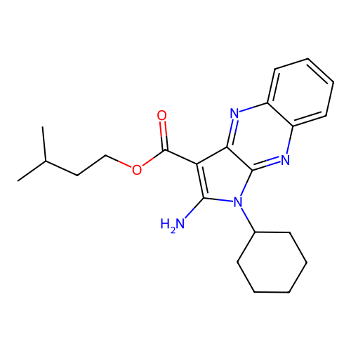 3-methylbutyl 2-amino-1-cyclohexyl-1H-pyrrolo[2,3-b]quinoxaline-3-carboxylate structure