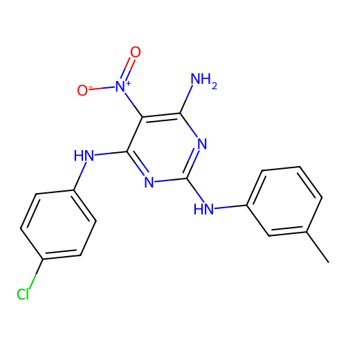 {6-Amino-2-[(3-methylphenyl)amino]-5-nitropyrimidin-4-yl}(4-chlorophenyl)amine structure