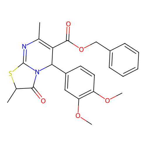 benzyl 5-(3,4-dimethoxyphenyl)-2,7-dimethyl-3-oxo-2,3-dihydro-5H-[1,3]thiazolo[3,2-a]pyrimidine-6-carboxylate structure
