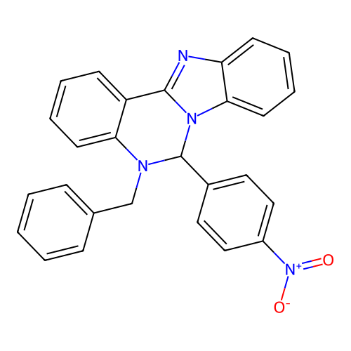 5-Benzyl-6-(4-nitrophenyl)-5,6-dihydrobenzimidazo[1,2-c]quinazoline structure