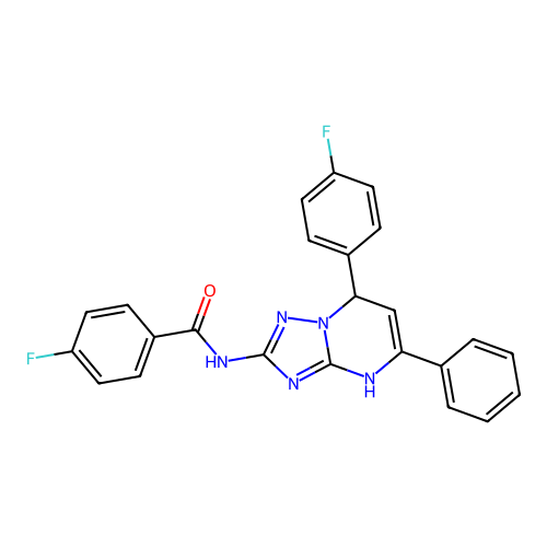4-fluoro-N-(7-(4-fluorophenyl)-5-phenyl-4,7-dihydro-[1,2,4]triazolo[1,5-a]pyrimidin-2-yl)benzamide structure