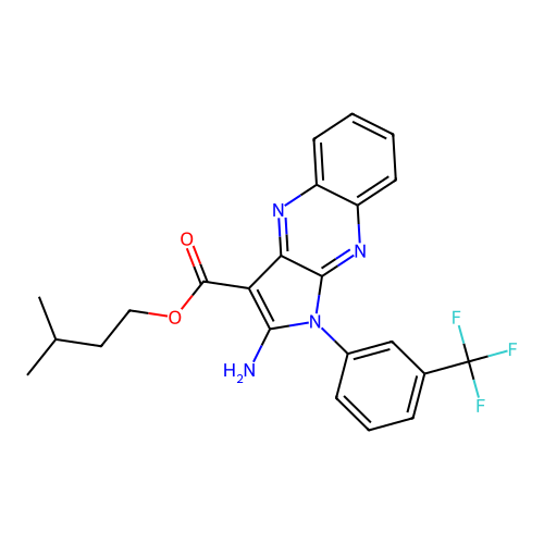 3-methylbutyl 2-amino-1-[3-(trifluoromethyl)phenyl]pyrrolo[3,2-b]quinoxaline-3-carboxylate structure