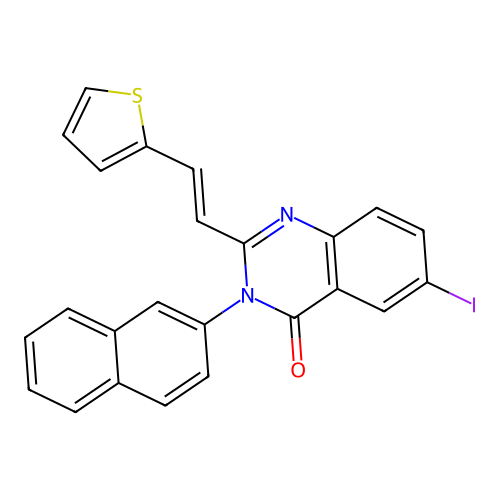 6-iodo-3-(naphthalen-2-yl)-2-[(E)-2-(thiophen-2-yl)ethenyl]quinazolin-4(3H)-one structure
