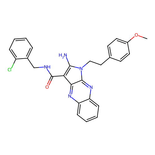2-amino-N-(2-chlorobenzyl)-1-(4-methoxyphenethyl)-1H-pyrrolo[2,3-b]quinoxaline-3-carboxamide structure