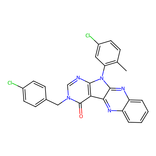 11-(5-chloro-2-methylphenyl)-3-(4-chlorobenzyl)-3H-pyrimido[5',4':4,5]pyrrolo[2,3-b]quinoxalin-4(11H)-one structure