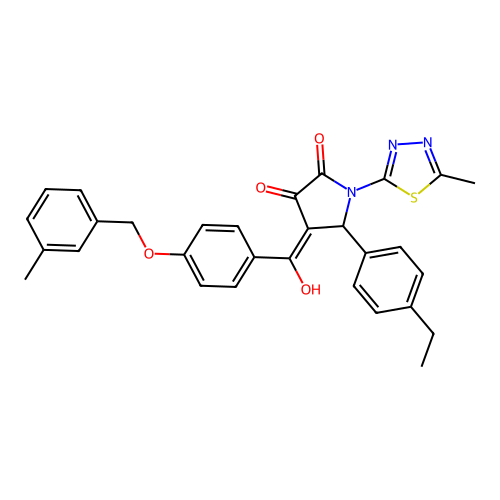 (4E)-5-(4-ethylphenyl)-4-(hydroxy{4-[(3-methylbenzyl)oxy]phenyl}methylidene)-1-(5-methyl-1,3,4-thiadiazol-2-yl)pyrrolidine-2,3-dione structure