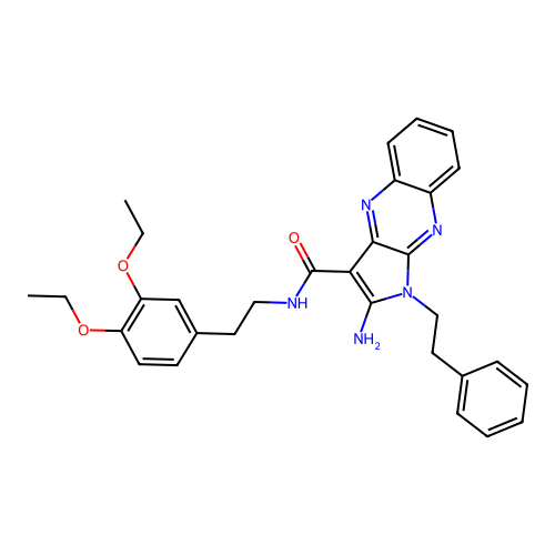2-amino-N-(3,4-diethoxyphenethyl)-1-phenethyl-1H-pyrrolo[2,3-b]quinoxaline-3-carboxamide structure