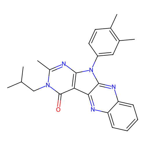 11-(3,4-dimethylphenyl)-2-methyl-3-(2-methylpropyl)-3,11-dihydro-4H-pyrimido[5',4':4,5]pyrrolo[2,3-b]quinoxalin-4-one structure