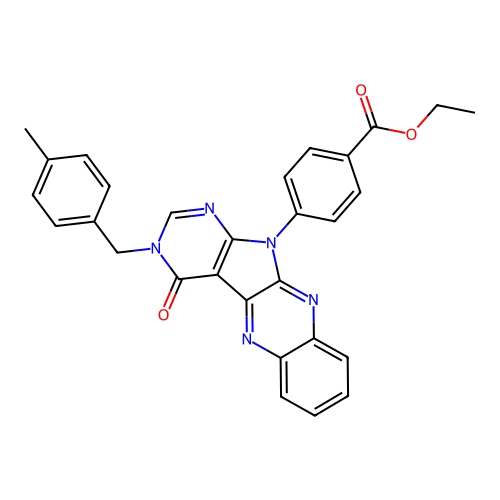 ethyl 4-(3-(4-methylbenzyl)-4-oxo-3H-pyrimido[5',4':4,5]pyrrolo[2,3-b]quinoxalin-11(4H)-yl)benzoate structure