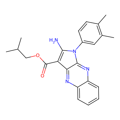 2-methylpropyl 2-amino-1-(3,4-dimethylphenyl)pyrrolo[3,2-b]quinoxaline-3-carboxylate structure