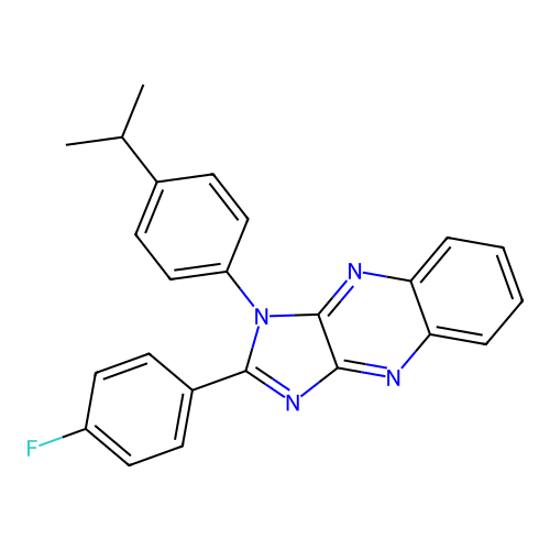 2-(4-fluorophenyl)-1-[4-(propan-2-yl)phenyl]-1H-imidazo[4,5-b]quinoxaline structure