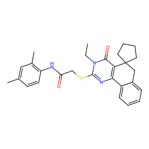 N-(2,4-dimethylphenyl)-2-((3-ethyl-4-oxo-4,6-dihydro-3H-spiro[benzo[h]quinazoline-5,1'-cyclopentan]-2-yl)thio)acetamide structure
