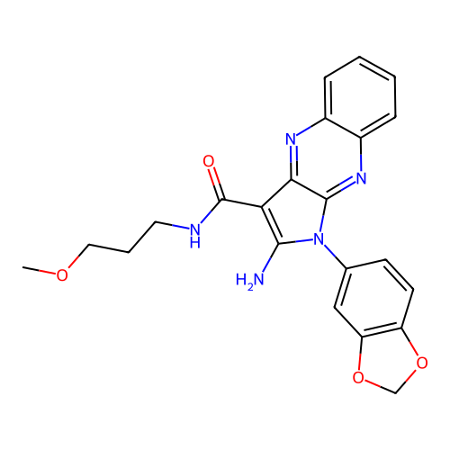 2-amino-1-(1,3-benzodioxol-5-yl)-N-(3-methoxypropyl)pyrrolo[3,2-b]quinoxaline-3-carboxamide structure
