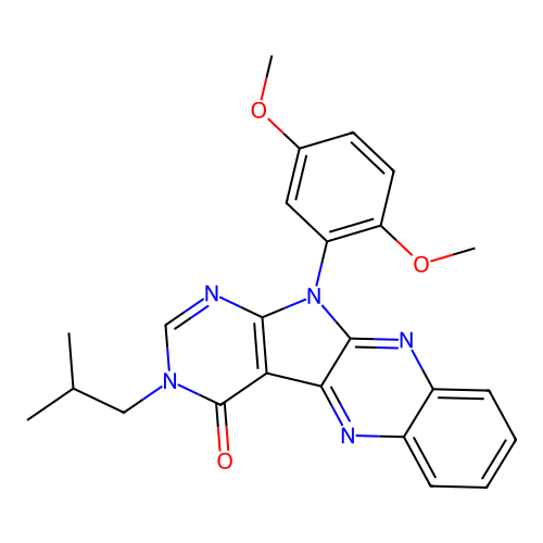 11-(2,5-dimethoxyphenyl)-3-(2-methylpropyl)-3,11-dihydro-4H-pyrimido[5',4':4,5]pyrrolo[2,3-b]quinoxalin-4-one structure