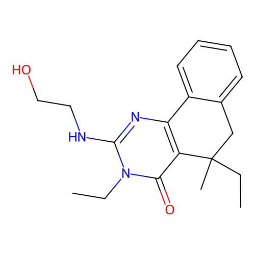 3,5-diethyl-2-(2-hydroxyethylamino)-5-methyl-6H-benzo[h]quinazolin-4-one structure