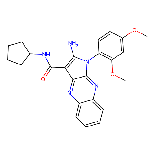 2-amino-N-cyclopentyl-1-(2,4-dimethoxyphenyl)-1H-pyrrolo[2,3-b]quinoxaline-3-carboxamide structure