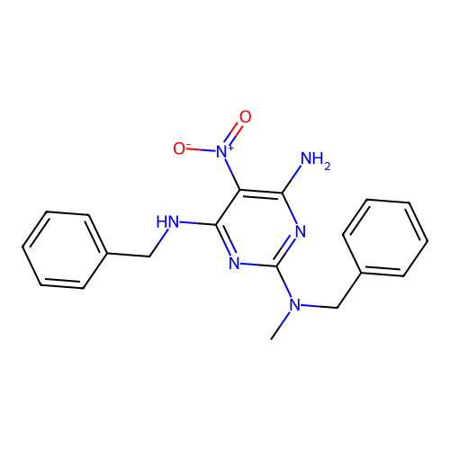 {4-Amino-5-nitro-6-[benzylamino]pyrimidin-2-yl}methylbenzylamine structure