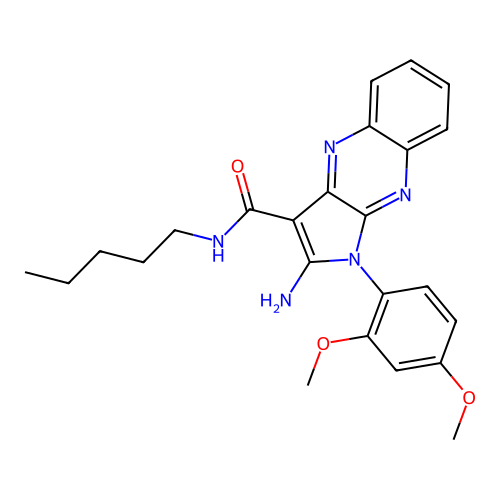 2-amino-1-(2,4-dimethoxyphenyl)-N-pentyl-1H-pyrrolo[2,3-b]quinoxaline-3-carboxamide structure