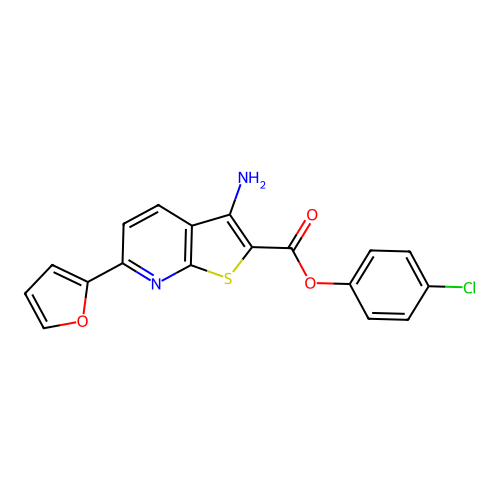 4-Chlorophenyl 3-amino-6-(furan-2-yl)thieno[2,3-b]pyridine-2-carboxylate structure