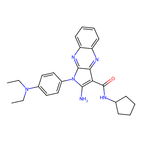 2-amino-N-cyclopentyl-1-[4-(diethylamino)phenyl]-1H-pyrrolo[2,3-b]quinoxaline-3-carboxamide structure