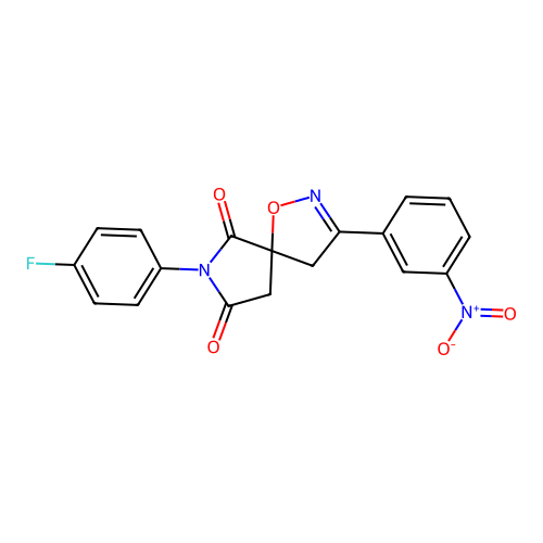 7-(4-fluorophenyl)-3-(3-nitrophenyl)-1-oxa-2,7-diazaspiro[4.4]non-2-ene-6,8-dione structure