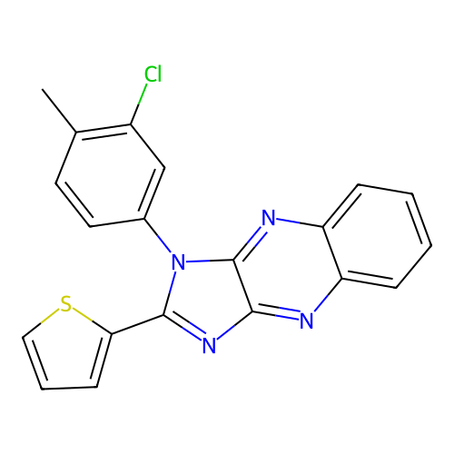 1-(3-chloro-4-methylphenyl)-2-(thiophen-2-yl)-1H-imidazo[4,5-b]quinoxaline structure