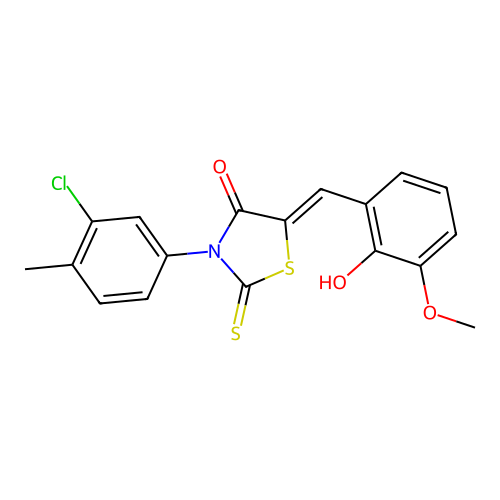 (5Z)-3-(3-chloro-4-methylphenyl)-5-(2-hydroxy-3-methoxybenzylidene)-2-thioxo-1,3-thiazolidin-4-one structure