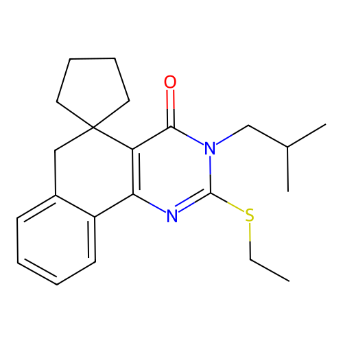 2-(ethylthio)-3-isobutyl-3H-spiro[benzo[h]quinazoline-5,1'-cyclopentan]-4(6H)-one structure