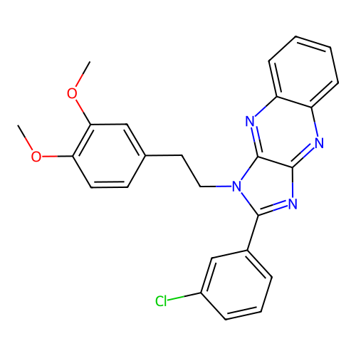 2-(3-chlorophenyl)-1-[2-(3,4-dimethoxyphenyl)ethyl]-1H-imidazo[4,5-b]quinoxaline structure
