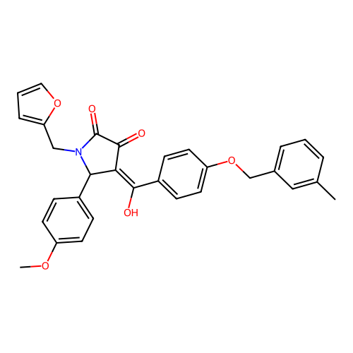 (4E)-1-(furan-2-ylmethyl)-4-(hydroxy{4-[(3-methylbenzyl)oxy]phenyl}methylidene)-5-(4-methoxyphenyl)pyrrolidine-2,3-dione structure