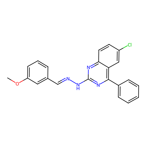 6-chloro-2-[(2E)-2-(3-methoxybenzylidene)hydrazinyl]-4-phenylquinazoline structure