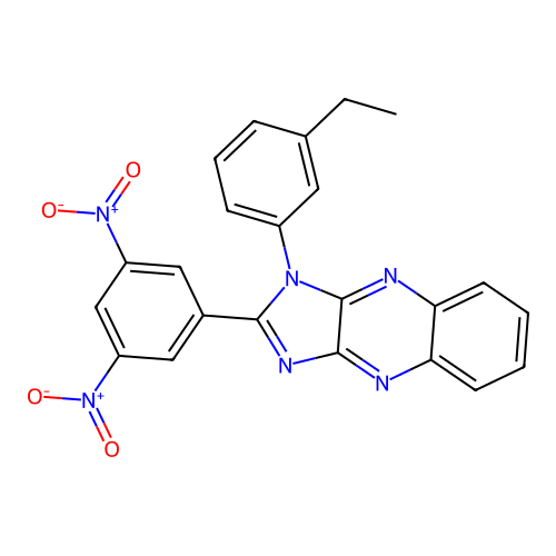 2-(3,5-dinitrophenyl)-1-(3-ethylphenyl)-1H-imidazo[4,5-b]quinoxaline structure