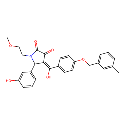 (4E)-4-(hydroxy{4-[(3-methylbenzyl)oxy]phenyl}methylidene)-5-(3-hydroxyphenyl)-1-(2-methoxyethyl)pyrrolidine-2,3-dione structure