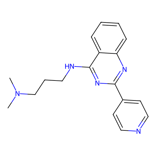 N,N-dimethyl-N'-[2-(pyridin-4-yl)quinazolin-4-yl]propane-1,3-diamine structure