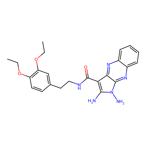 1,2-diamino-N-(3,4-diethoxyphenethyl)-1H-pyrrolo[2,3-b]quinoxaline-3-carboxamide structure