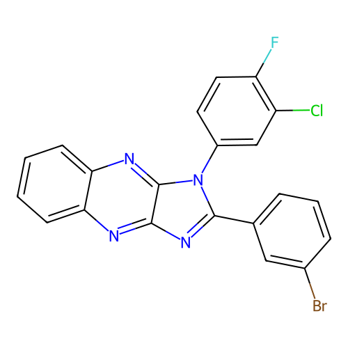 2-(3-bromophenyl)-1-(3-chloro-4-fluorophenyl)-1H-imidazo[4,5-b]quinoxaline structure