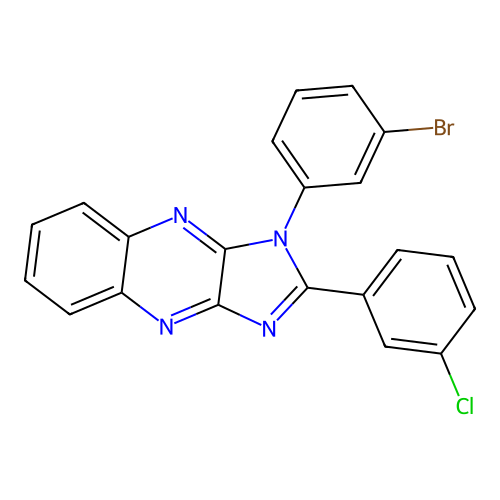 1-(3-bromophenyl)-2-(3-chlorophenyl)-1H-imidazo[4,5-b]quinoxaline structure